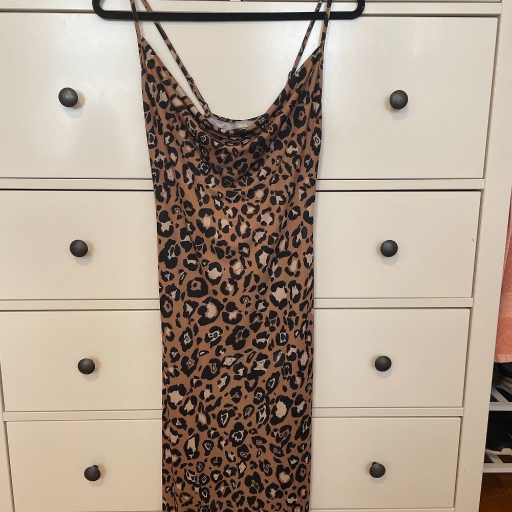 ASOS Leopard print cowl neck dress